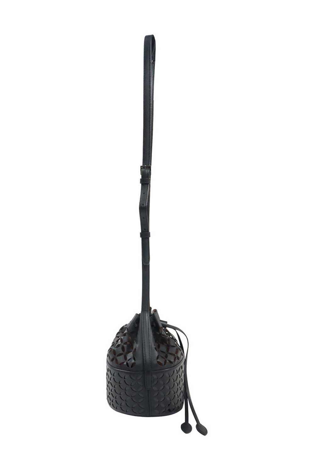 Alaia ALAÏA Black leather laser-cut bucket bag wi… - image 2