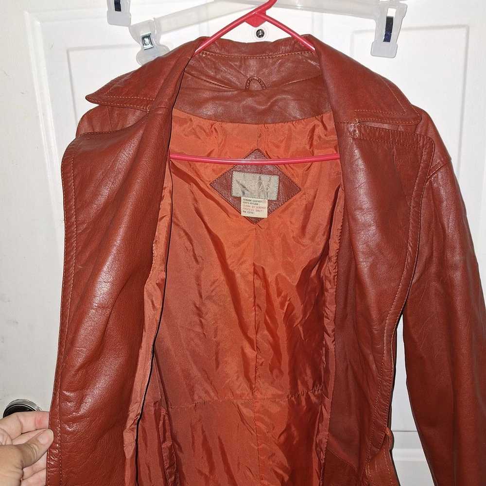 Vintage Forcast Leather Trench Coat~1970/80's~Wra… - image 11