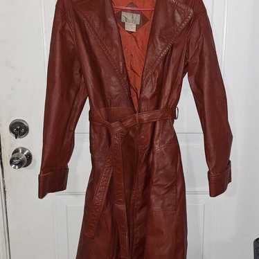 Vintage Forcast Leather Trench Coat~1970/80's~Wra… - image 1