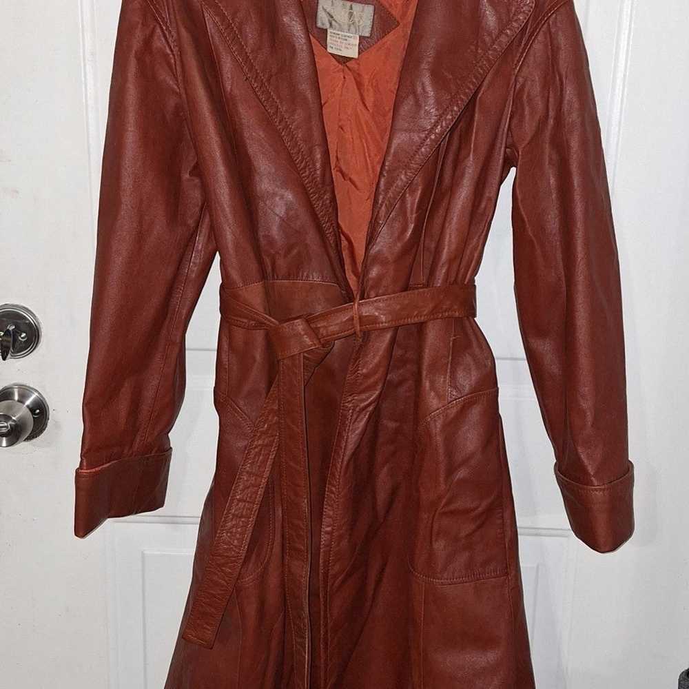 Vintage Forcast Leather Trench Coat~1970/80's~Wra… - image 6