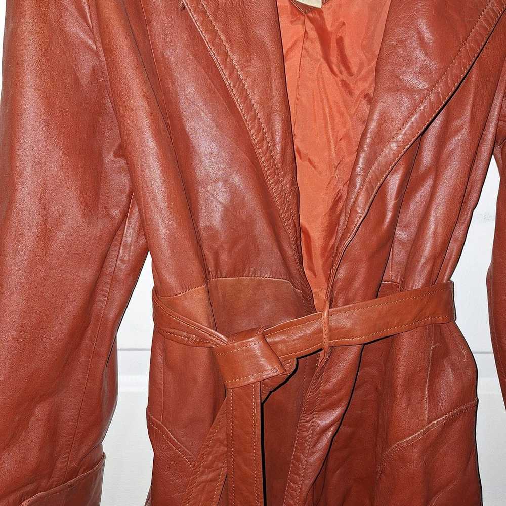 Vintage Forcast Leather Trench Coat~1970/80's~Wra… - image 7