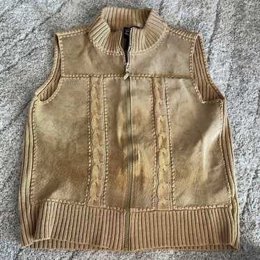Vintage tan leather western boho vest