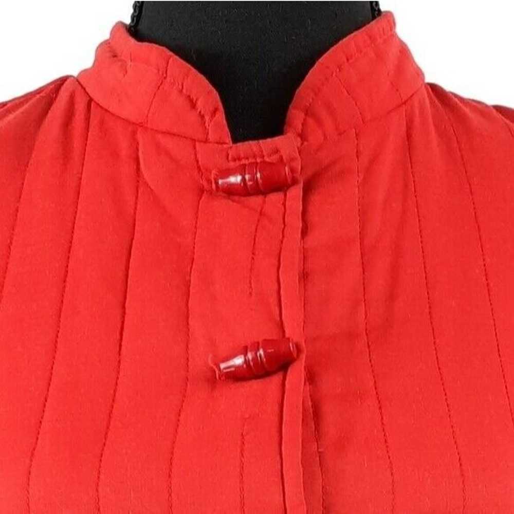 VTG 70s Montgomery Ward Red Quilted Jacket Toggle… - image 10