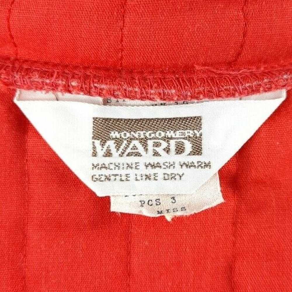 VTG 70s Montgomery Ward Red Quilted Jacket Toggle… - image 11