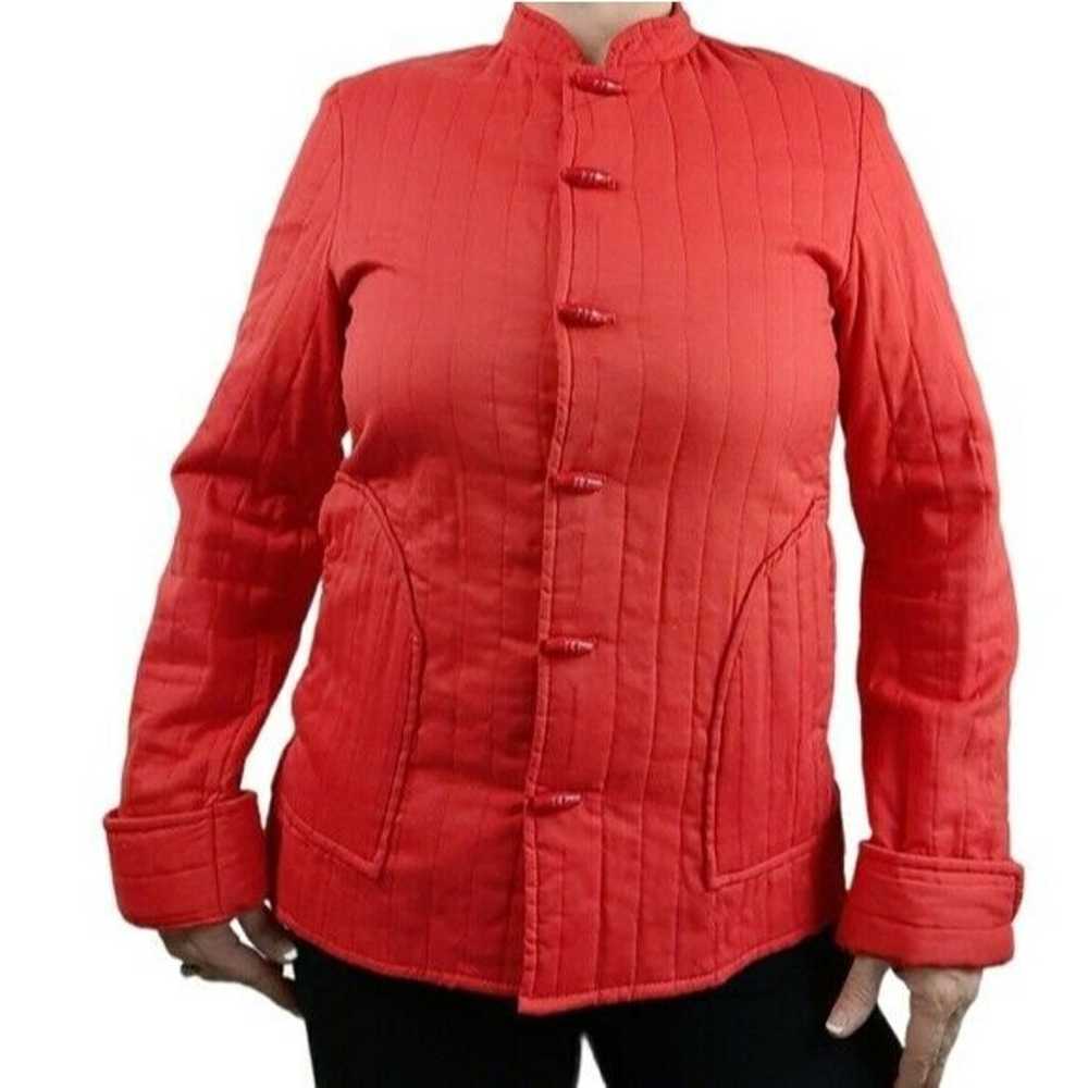 VTG 70s Montgomery Ward Red Quilted Jacket Toggle… - image 3