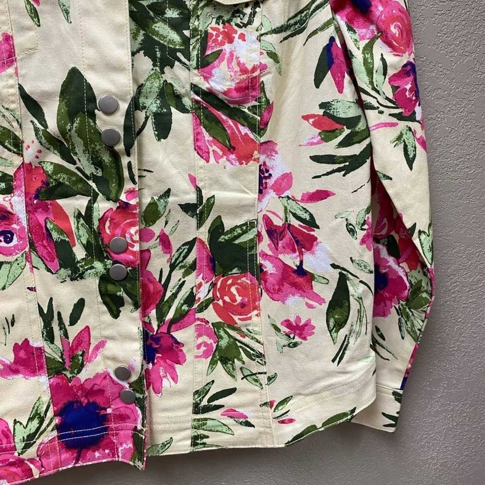 Vintage Norm Thompson Floral Denim Jacket Medium - image 4