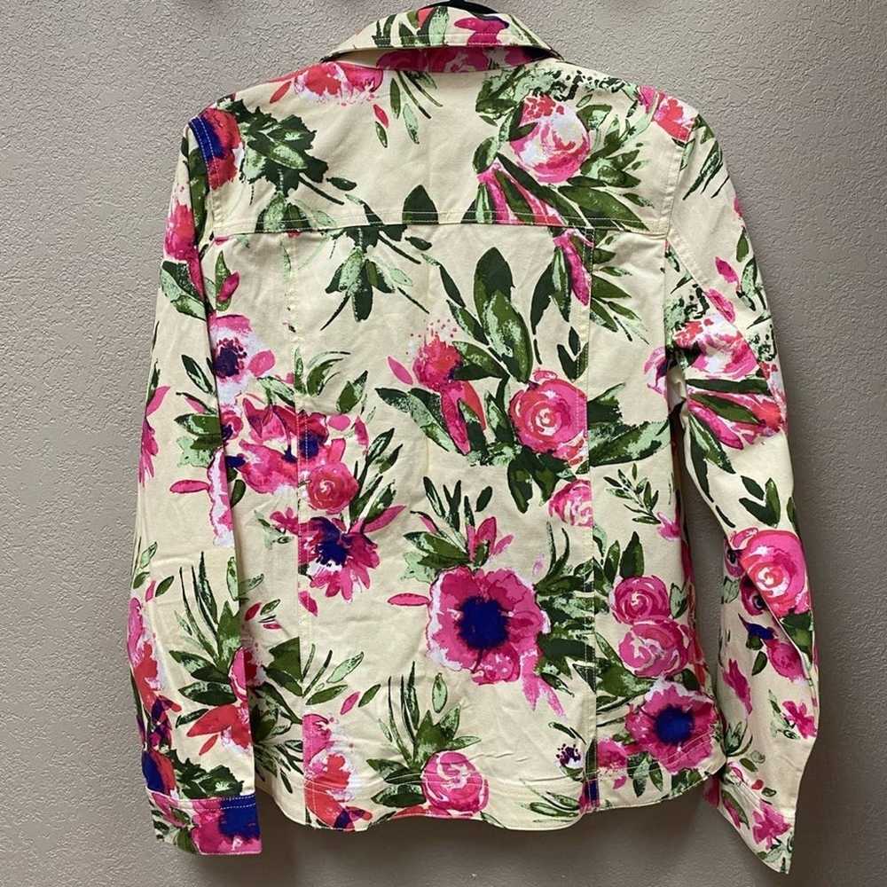 Vintage Norm Thompson Floral Denim Jacket Medium - image 5