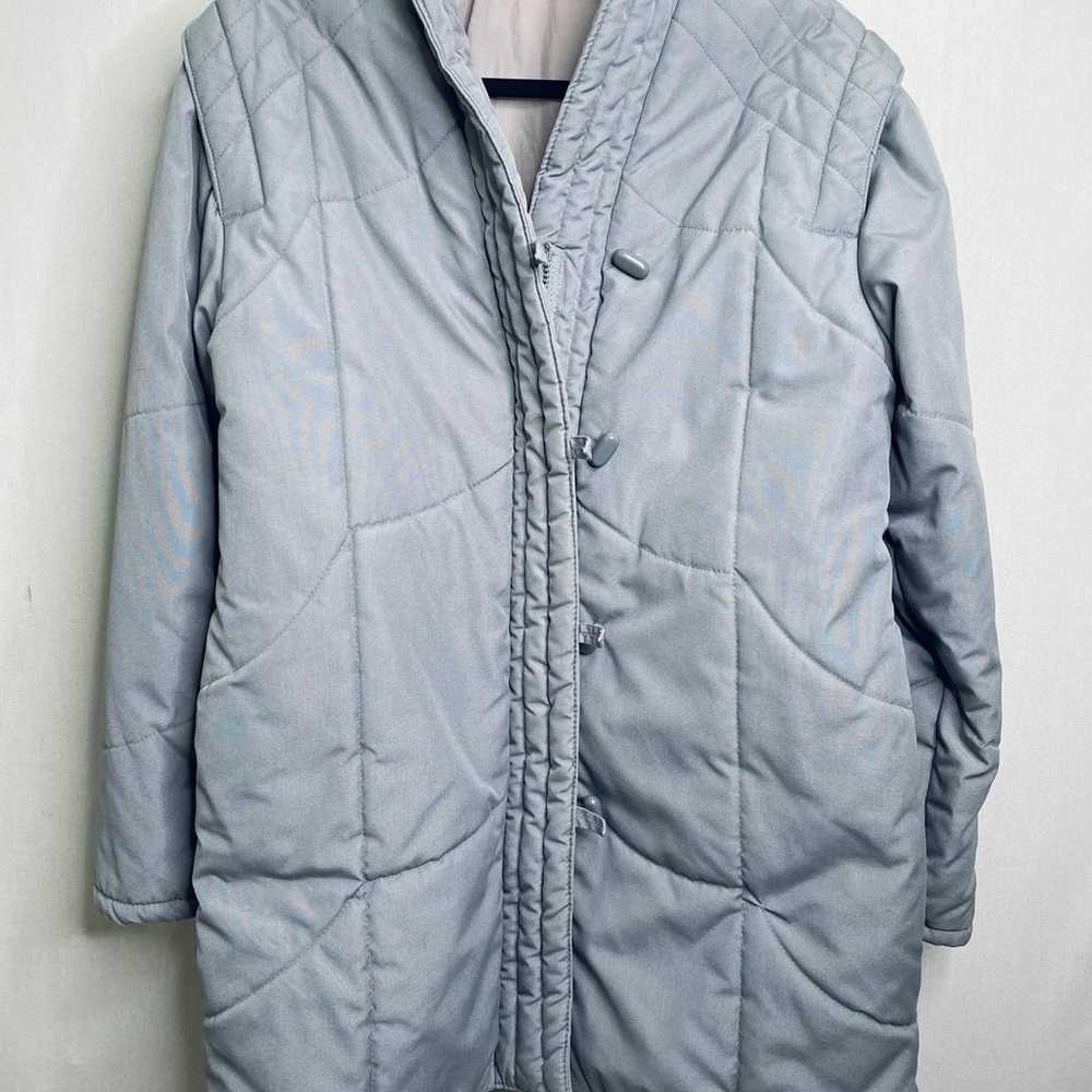 Vintage 80’s grey car puffer coat, Winona Ryder S… - image 1