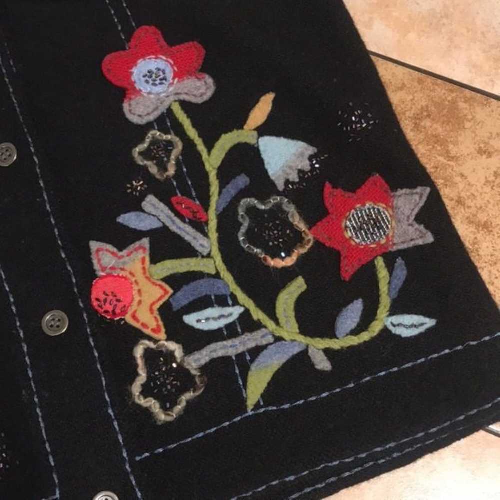 Susan Bristol vintage hand embroidered floral woo… - image 2