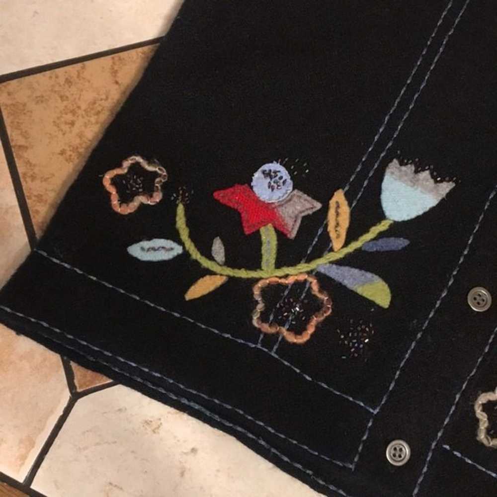 Susan Bristol vintage hand embroidered floral woo… - image 3