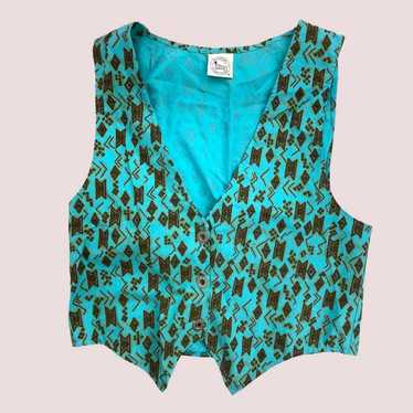 Vintage 90s Beverly Hills Blues Turquoise Brown S… - image 1