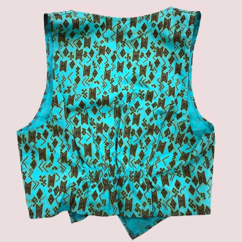 Vintage 90s Beverly Hills Blues Turquoise Brown S… - image 2