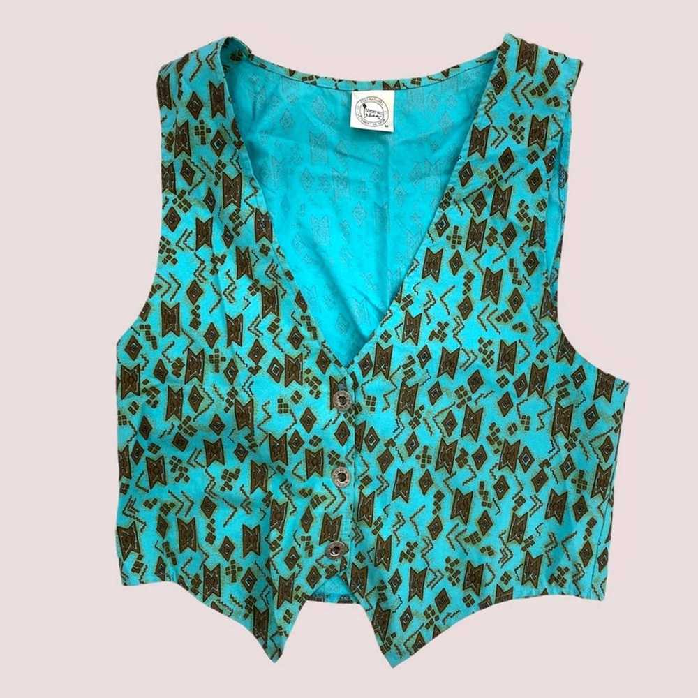 Vintage 90s Beverly Hills Blues Turquoise Brown S… - image 7