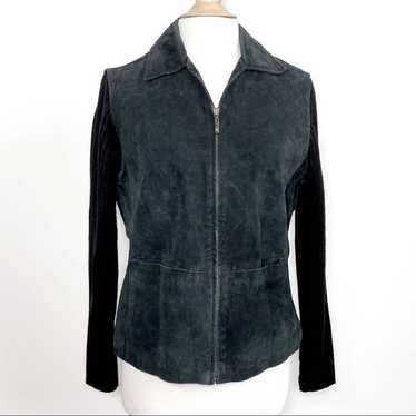 AMI 90s Y2K black leather sweater sleeve jacket M