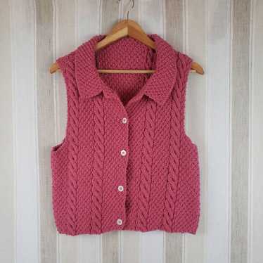 Handmade Crochet Knitted Vest Rose Pink Size Mediu