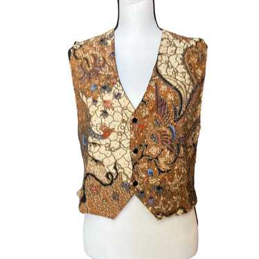 Vintage Ann Tijan For Kenar Abstract Beaded Vest … - image 1