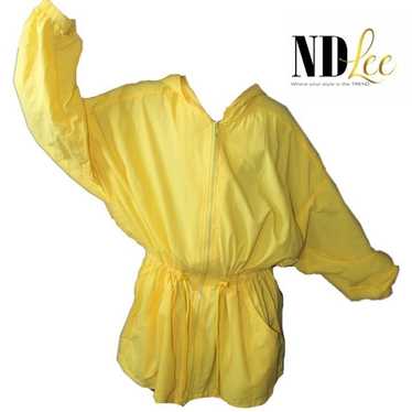 Fabletic Jacket Womens Size Medium Yellow Zip Up Oversized Flyweight  Windbreaker