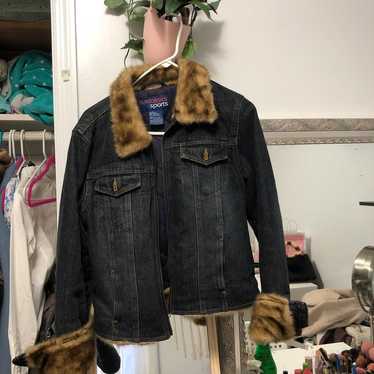 M Vintage 90s/y2k Western Style Faux Fur Lined Denim Jacket Esprit 