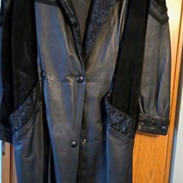 vintage ladies leather trench coat - image 1