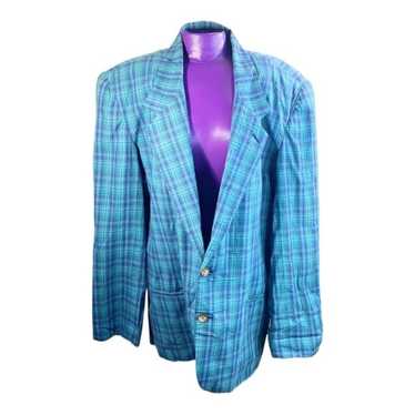 The Lodge vintage blue plaid cotton blazer jacket 