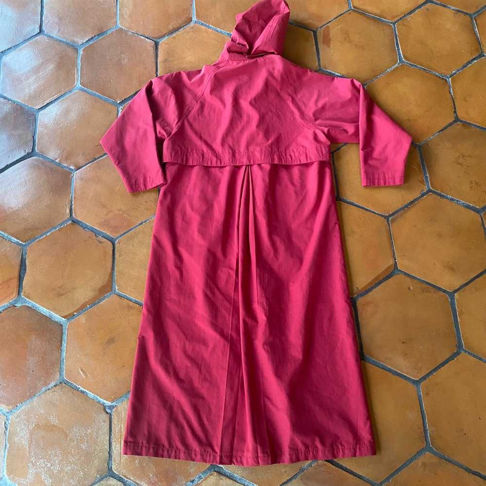 Vintage LL Bean Red Hooded Long Maxi Duster Rain … - image 7