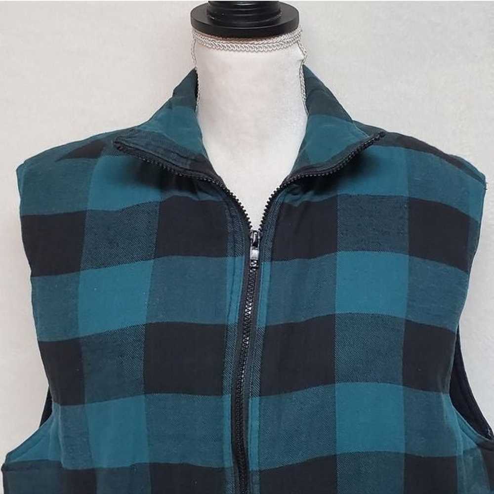 Vintage 80s Faded Glory Turquoise Plaid Flannel O… - image 3
