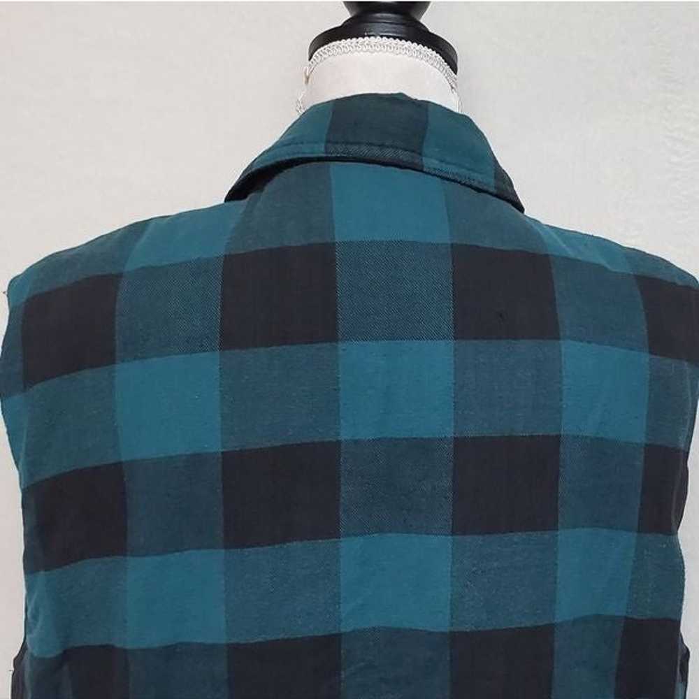 Vintage 80s Faded Glory Turquoise Plaid Flannel O… - image 8