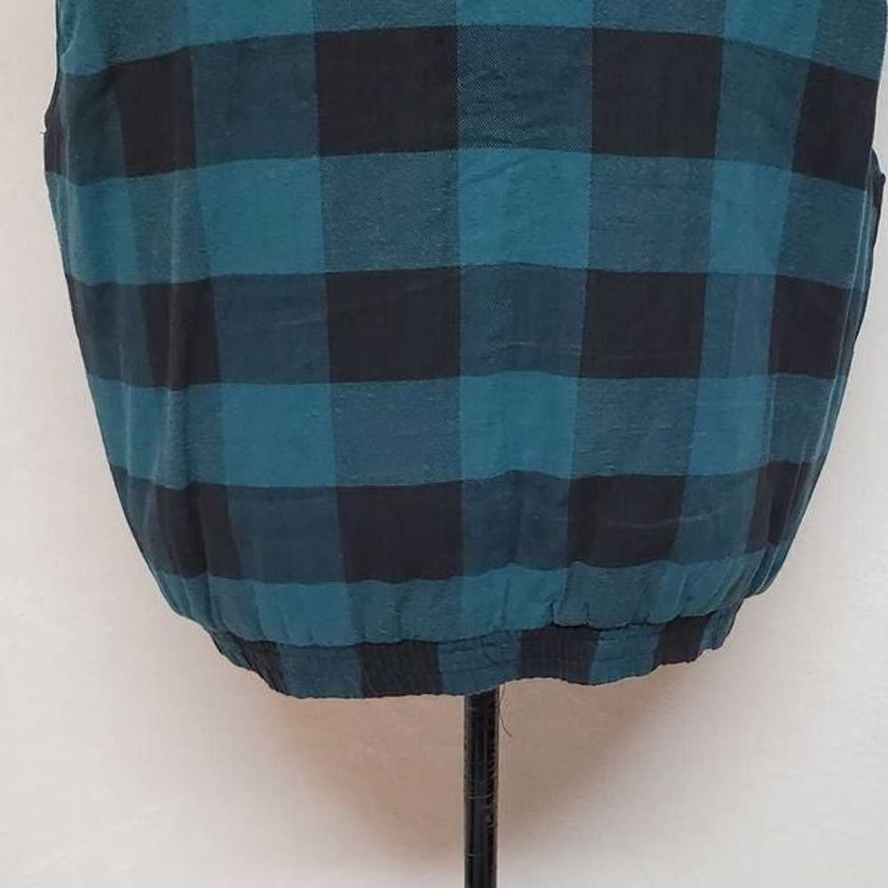 Vintage 80s Faded Glory Turquoise Plaid Flannel O… - image 9