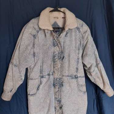 VINTAGE Andy Johns Acid Wash Denim Coat with Sher… - image 1