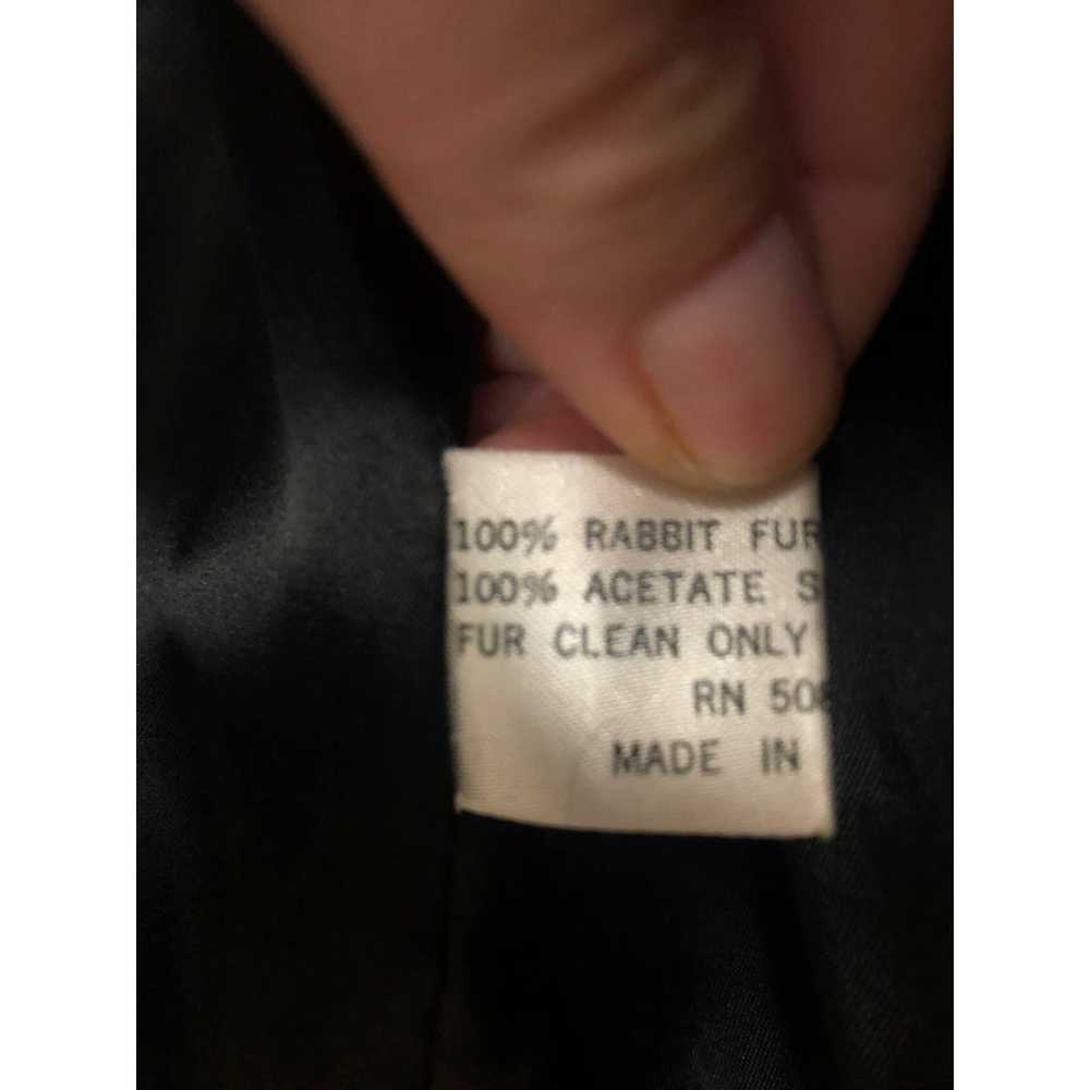 Vintage Black Rabbit Fur Jacket Tassels & Leather… - image 5