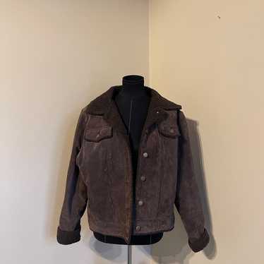 Vintage USA LEATHER Chocolate Brown Sherpa Lined … - image 1