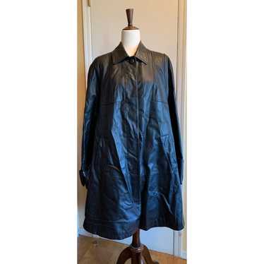 Vintage Black Leather Dress/Trench Coat by Spiegel