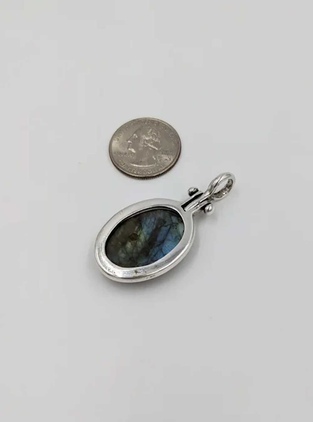 Vintage Labradorite Sterling Silver Bezel Set Cab… - image 10