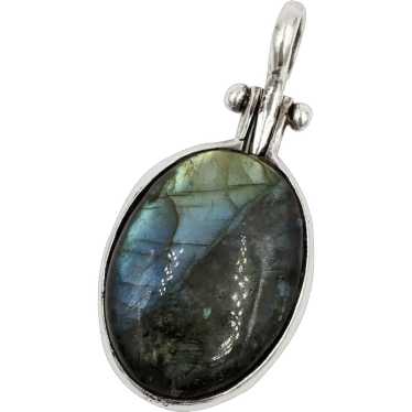 Vintage Labradorite Sterling Silver Bezel Set Cab… - image 1