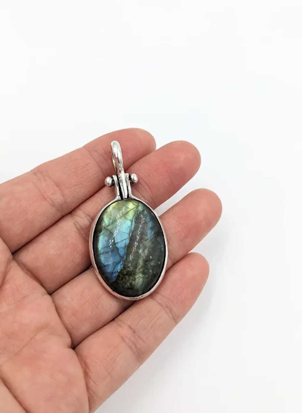 Vintage Labradorite Sterling Silver Bezel Set Cab… - image 2