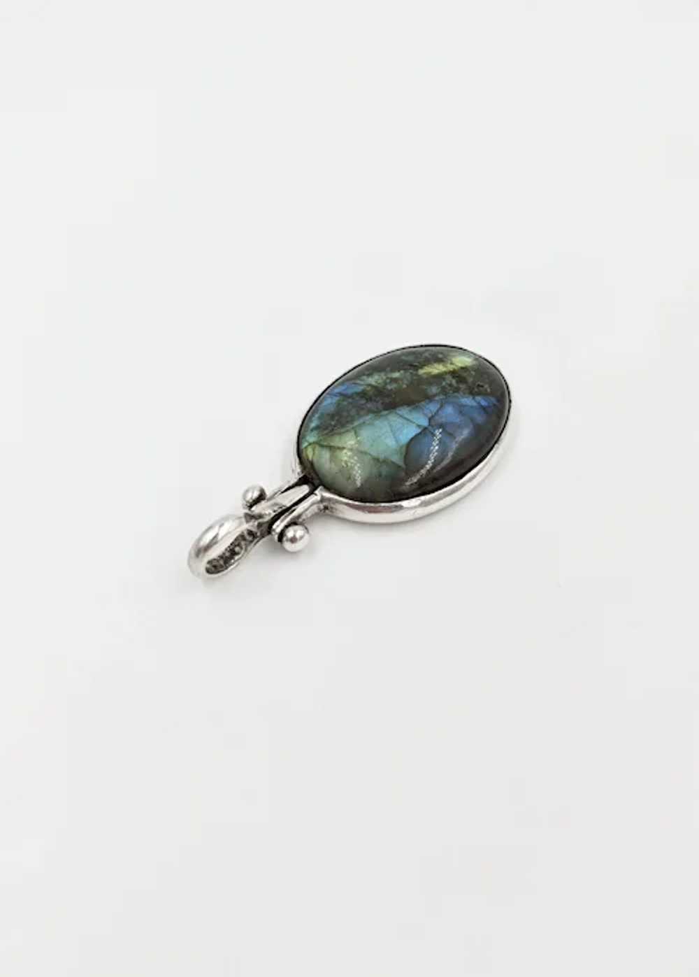 Vintage Labradorite Sterling Silver Bezel Set Cab… - image 3