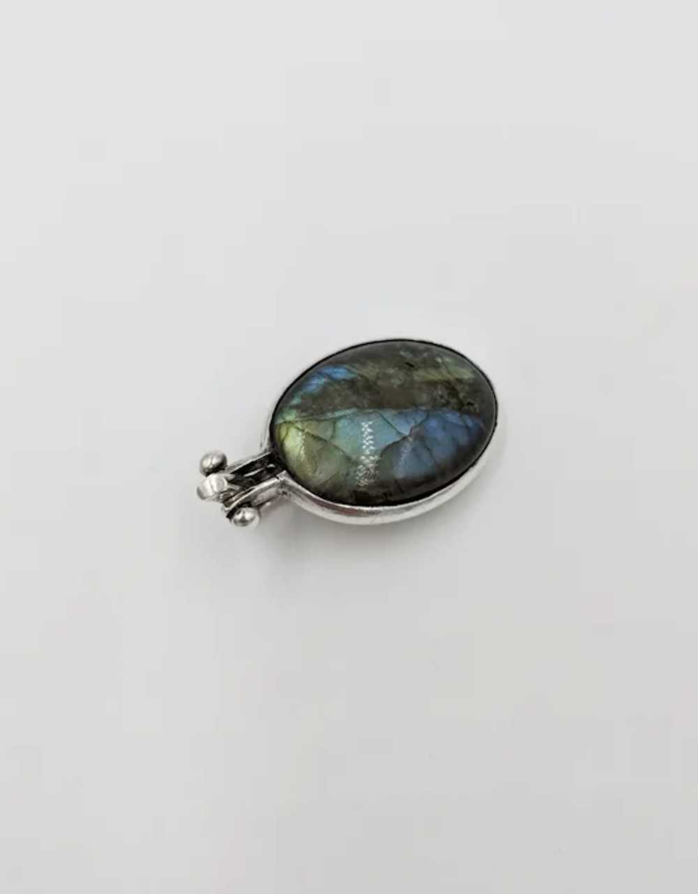 Vintage Labradorite Sterling Silver Bezel Set Cab… - image 7