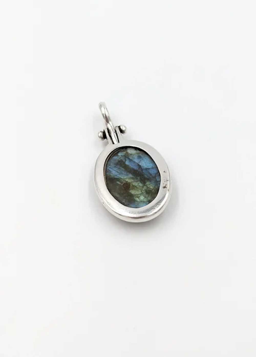 Vintage Labradorite Sterling Silver Bezel Set Cab… - image 9