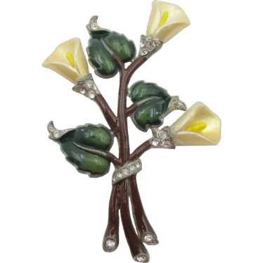 Vintage Sterling Silver Art Nouveau Calla Lily Brooch Pin