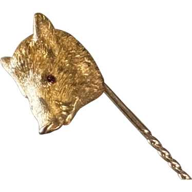 Detailed 14k Ruby Wild Boar Stick Pin