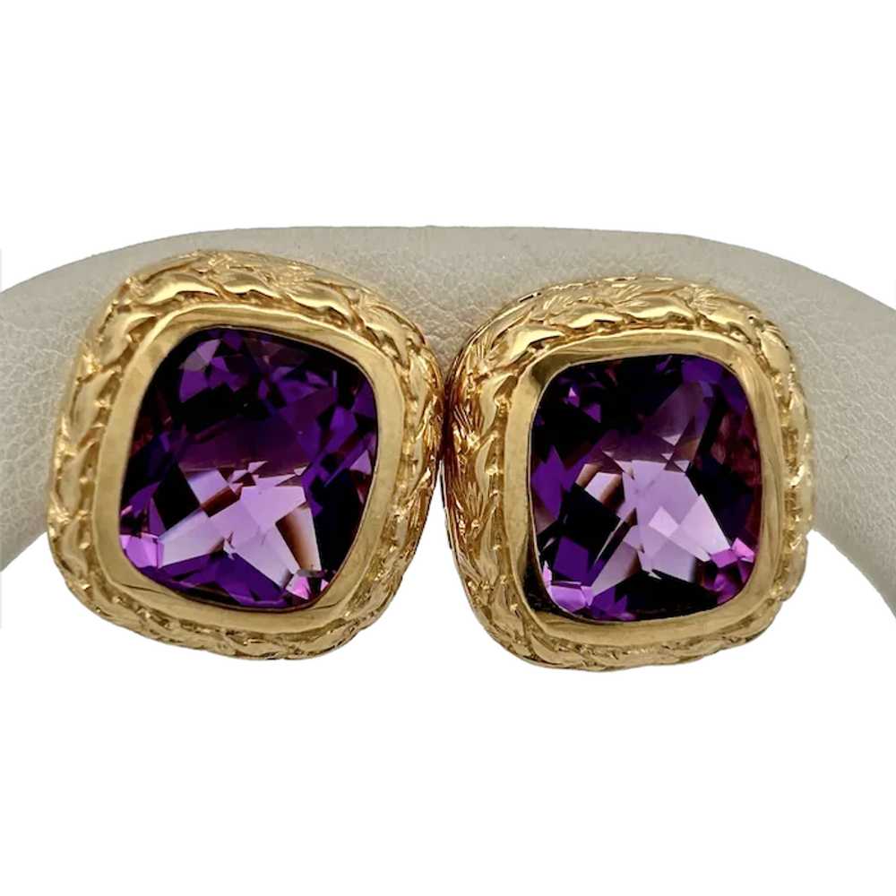 Vintage Estate Amethyst Earrings 14K Gold - image 1