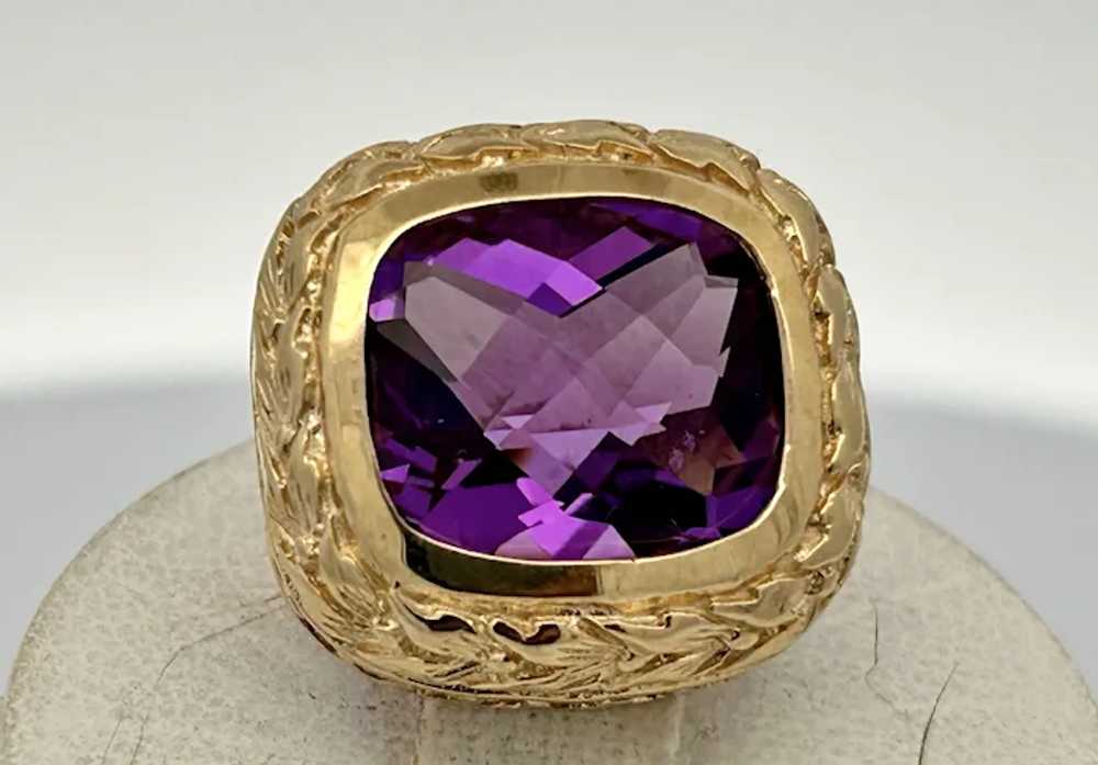 Vintage Estate Amethyst Earrings 14K Gold - image 3