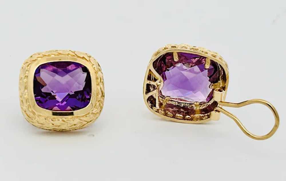 Vintage Estate Amethyst Earrings 14K Gold - image 4