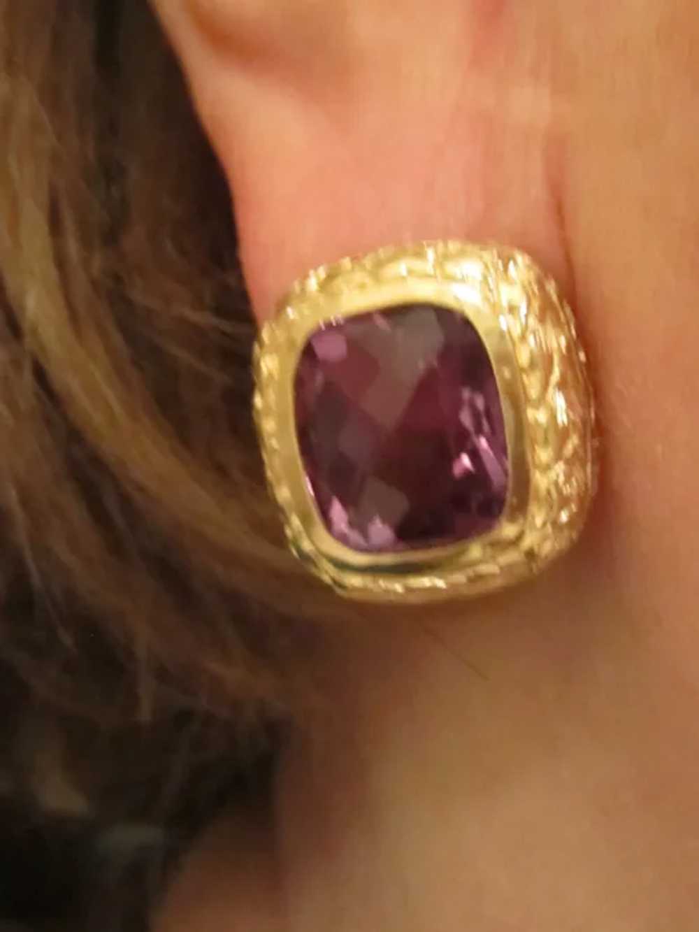 Vintage Estate Amethyst Earrings 14K Gold - image 6