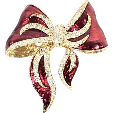 Festive Vintage RJ GRAZIANO Red Enamel & Crystal … - image 1