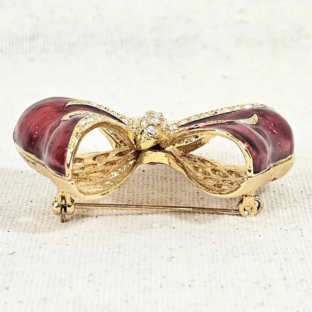 Festive Vintage RJ GRAZIANO Red Enamel & Crystal … - image 3