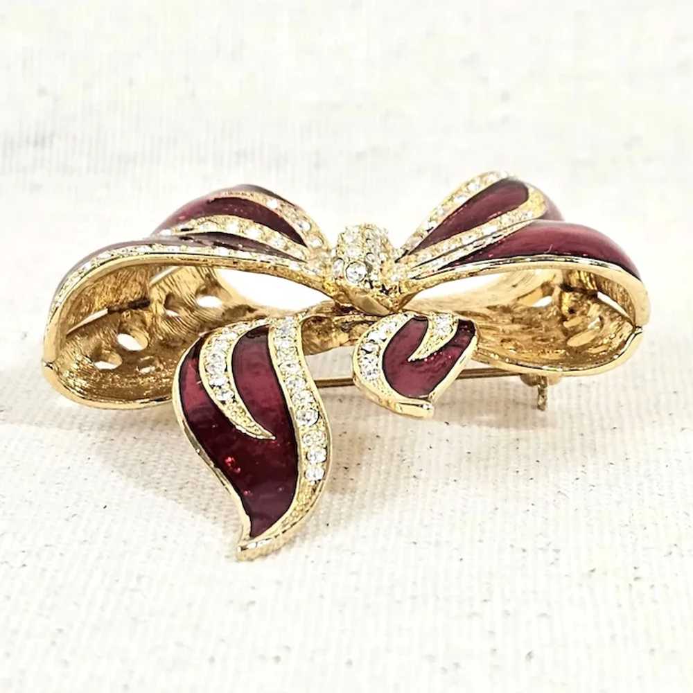 Festive Vintage RJ GRAZIANO Red Enamel & Crystal … - image 5