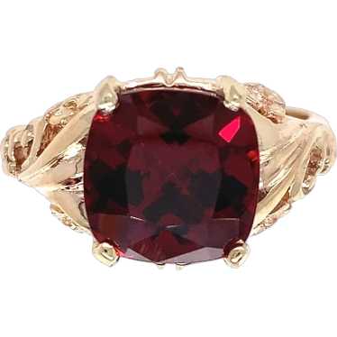 10K Yellow Gold 1.68ct Deep Red Garnet Ring