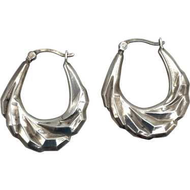 Thick Huggie Earrings 925 Sterling Silver  Vintag… - image 1