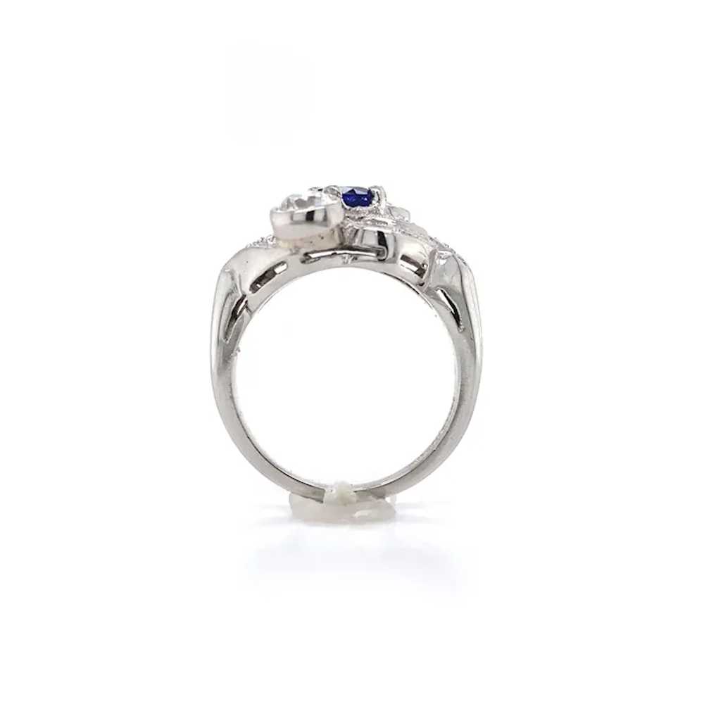 Vintage Platinum Blue Sapphire and Diamond Ring - image 2